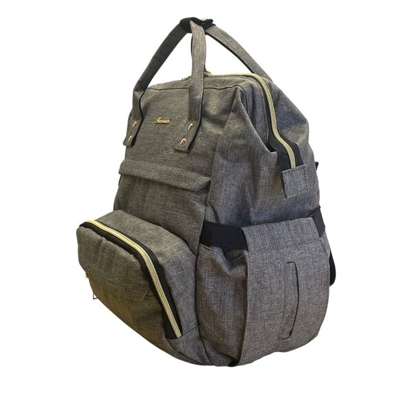 Lovevook Gray With Gold Accents Adjustable Straps Viola l Laptop Backpack Sz M - Picture 2 of 16